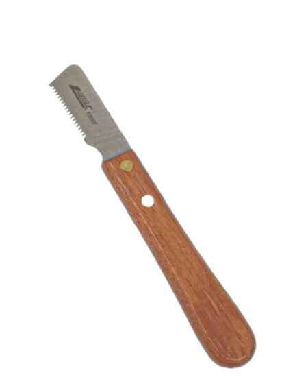 WOODEN HANDLE STRIPPING KNIFE 19 TOOTH LEFT HAND