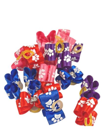 SMARTCOAT PAW PRINT BOWS ASSORTED 20 PER PACK