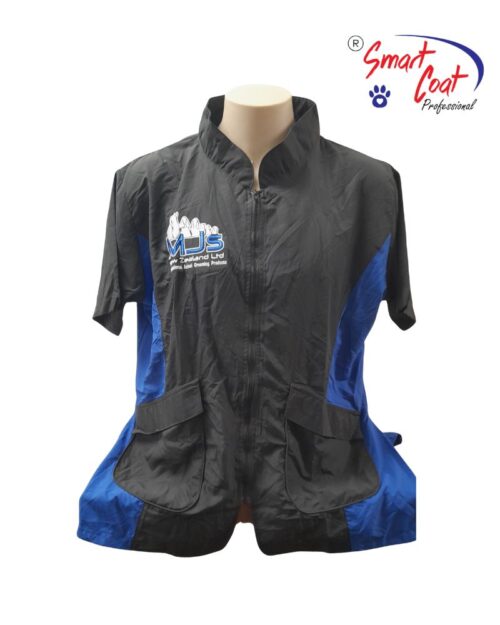 blue black jacket with logo frt