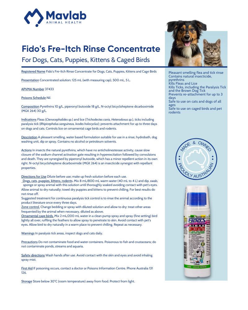 fidos flea pre itch rinse words